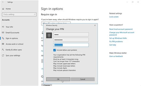 How to change the complexity of your Windows PIN.